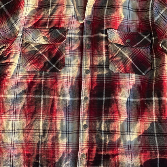 New Hooded Double Flannel Jacket with Snap On XLarge - Picture 3 of 9